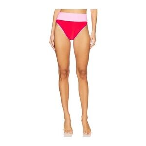 Beach Riot Emmy Colorblock High Waist Bikini Bottom Red Pink Size M